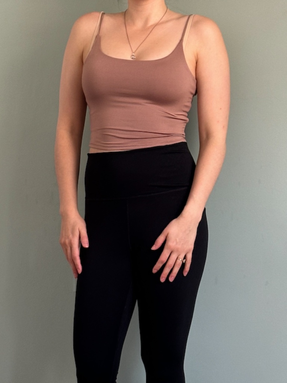 Mauve/brown/dark nude cropped cami top (Size Medium, Fits Small)